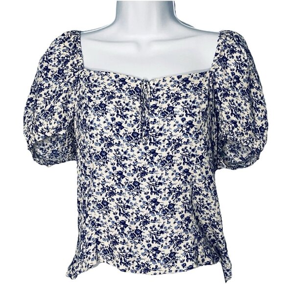 Milkmaid Coquettee Crop Top Medium Smocked Cottage Peasant Puff Sleeve Soft Girl - Picture 1 of 11